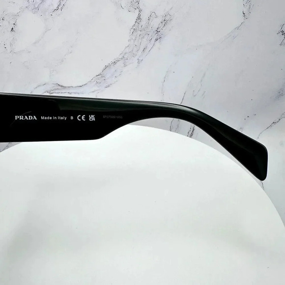 PRADA Sunglasses Black Oversized Square Acetate Letter Logo Italy Authentic - Picture 8 of 16